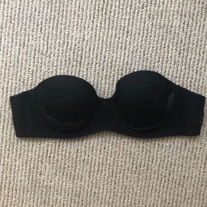 Simone perele black strapless bra with lace
